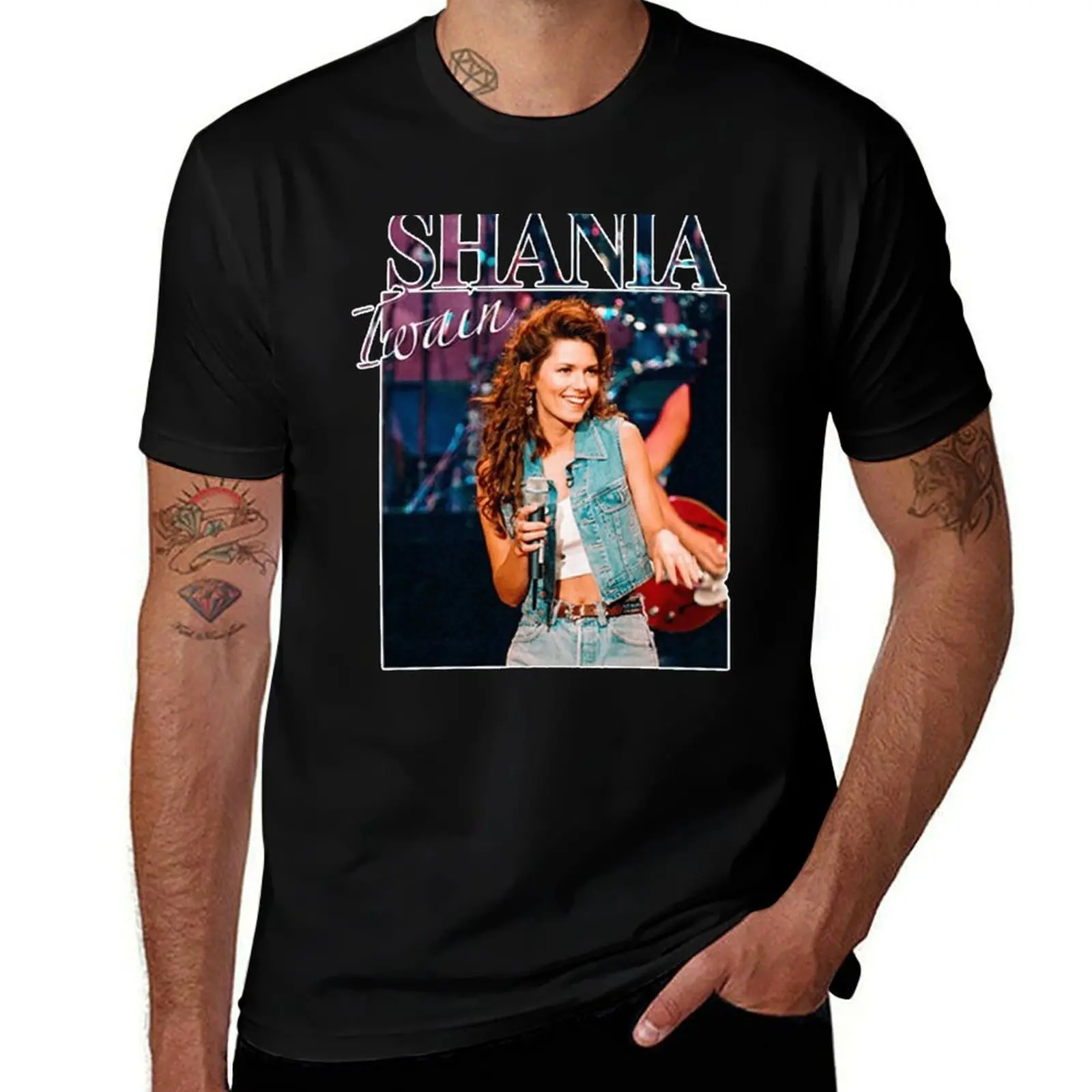 Shania Twan T-Shirt vintage rapper graphic tees tops Men's cotton t-shirt