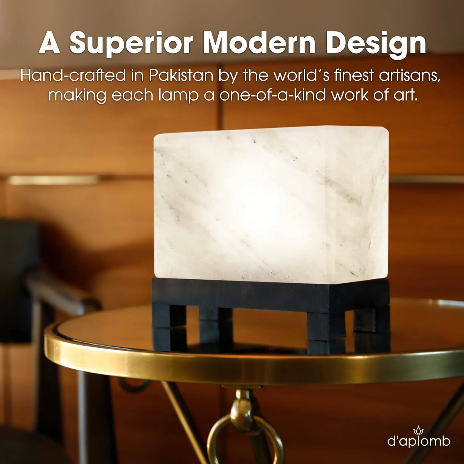 Authentic Himalayan Salt Lamp with Hand-Carved White Crystal, Wood Base & Dimmer Switch - 11.5 lbs