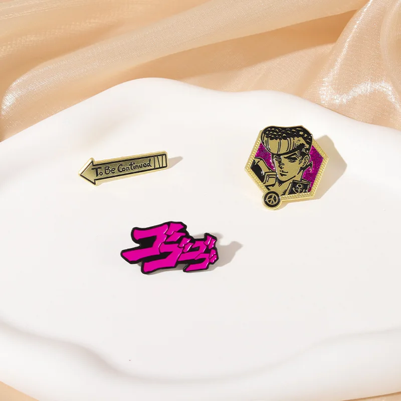 Pin Bros Petualangan Aneh JOJOS Anime Jepang Lencana Kujo Jotaro Pin Kerah Campuran Logam Korsase Alat Peraga Cosplay Hadiah Perhiasan