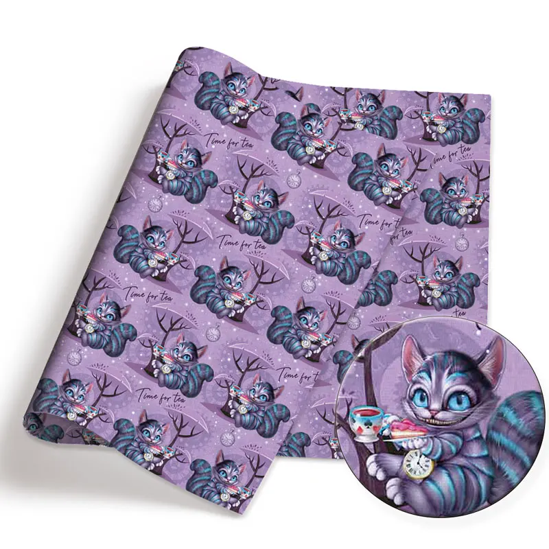 Disney Cheshire cat  Alice in Wonderland 50*145cm Polyester 100%Cotton Fabric Sewing Quilting Fabric DIY Handmade baby dress