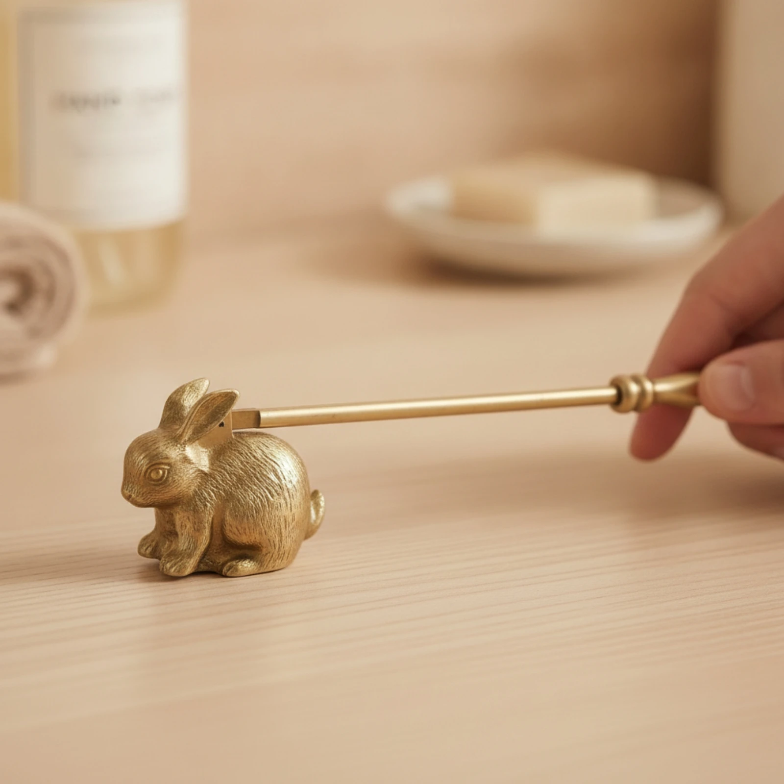 Candle Snuffer with Rabbit Head Brass Candle Snuffer Tool Decorative Whimsical for Home Decorators, Dinner Settings view 5
