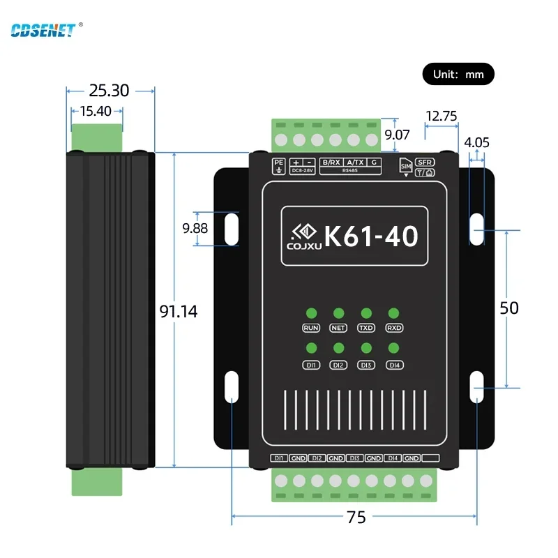 Imagem -02 - Comutação do Valor de Transmissão Remota Síncrona 4-way Interruptor de Sinal de Entrada Saída Cdsenet K61-dl20 Lora Rs485 Modbus Alarme Remoto