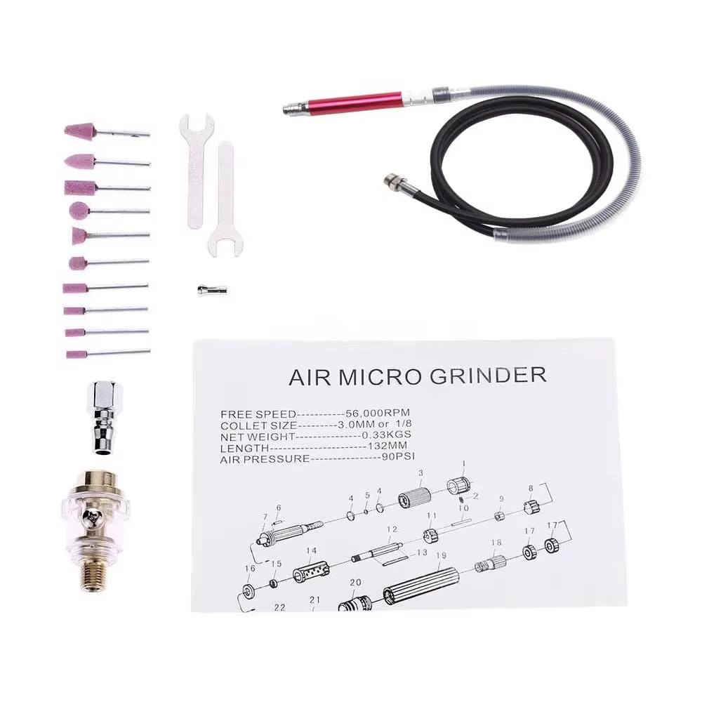 Pneumatic ToolAir Micro Die Grinder Pencil Professional 65,000 RPM High Speed Cutting Wood Jewelry Polishing Grinding Engraving