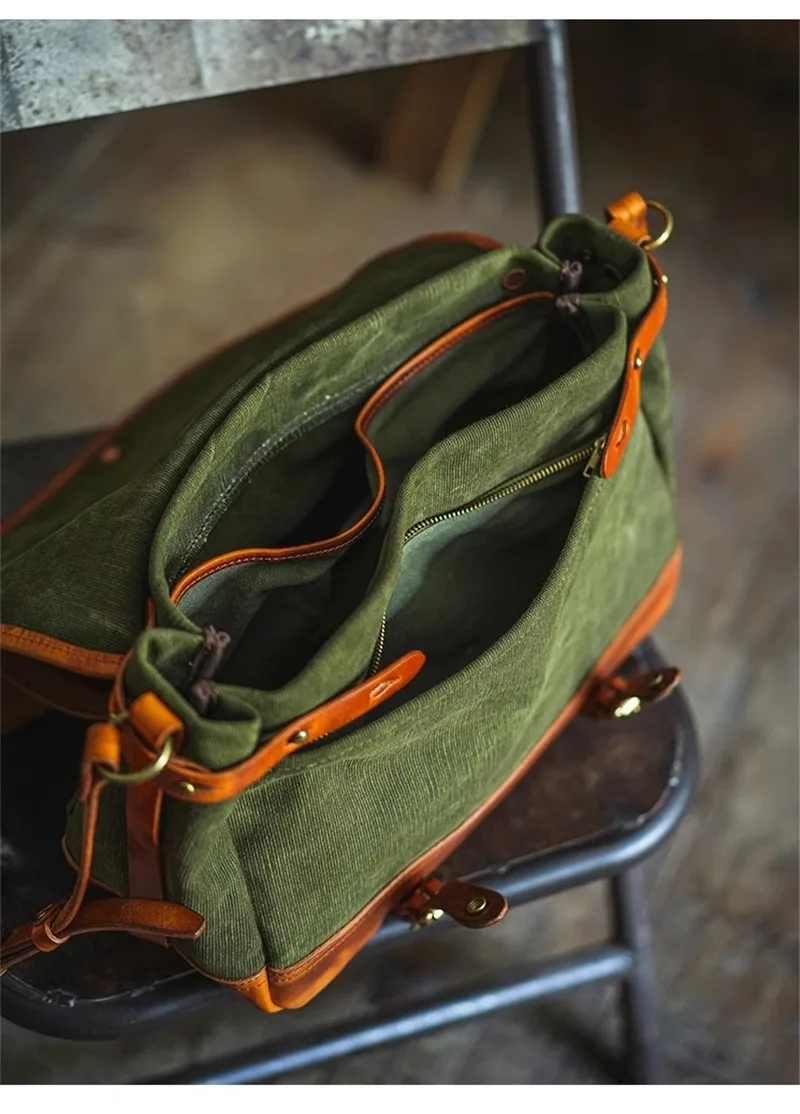 PNDME designer high-quality canvas real leather men's messenger bag outdoor casual organizer luxury large-capacity shoulder bag