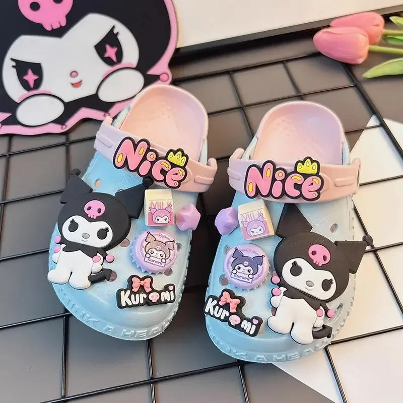 

Sanrio Girl Kuromi Child Bathroom Shoes Hello Kitty Slippers Slippers Outdoor Sandals Washable Anti-Slip Anti-Odor Light Kawaii
