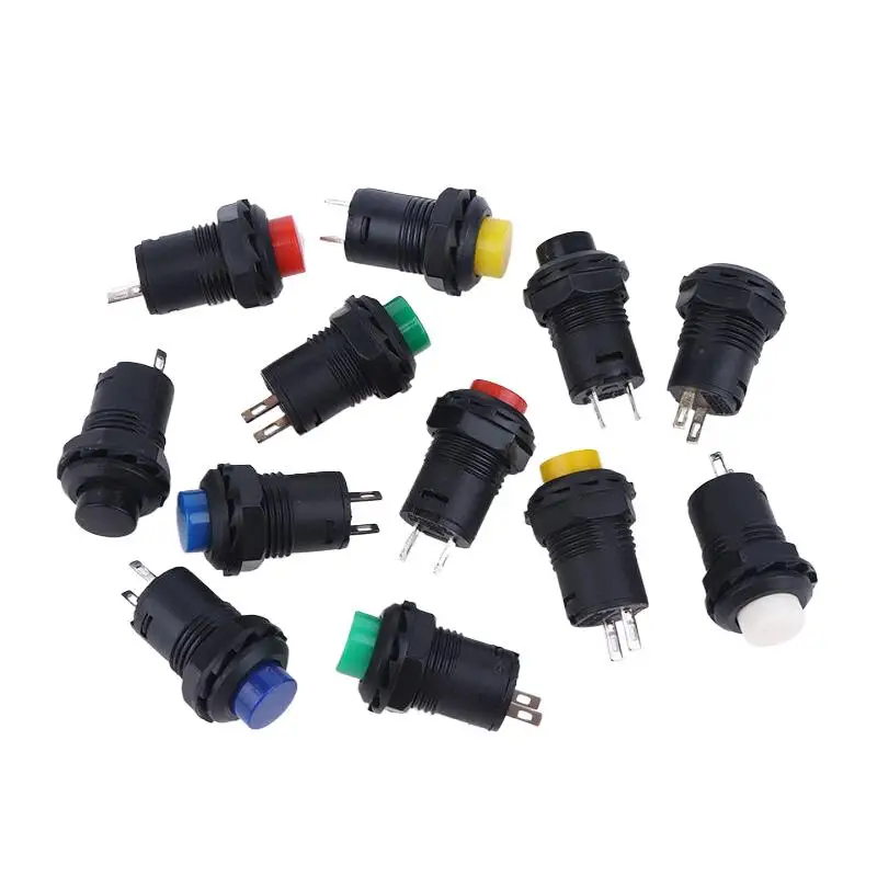 10 Stück selbstsichernde/momentäre Drucktastenschalter DS-428/427 12 mm AUS-EIN Drucktastenschalter 3 A/125 VAC 1,5 A/250 VAC DS-428/427