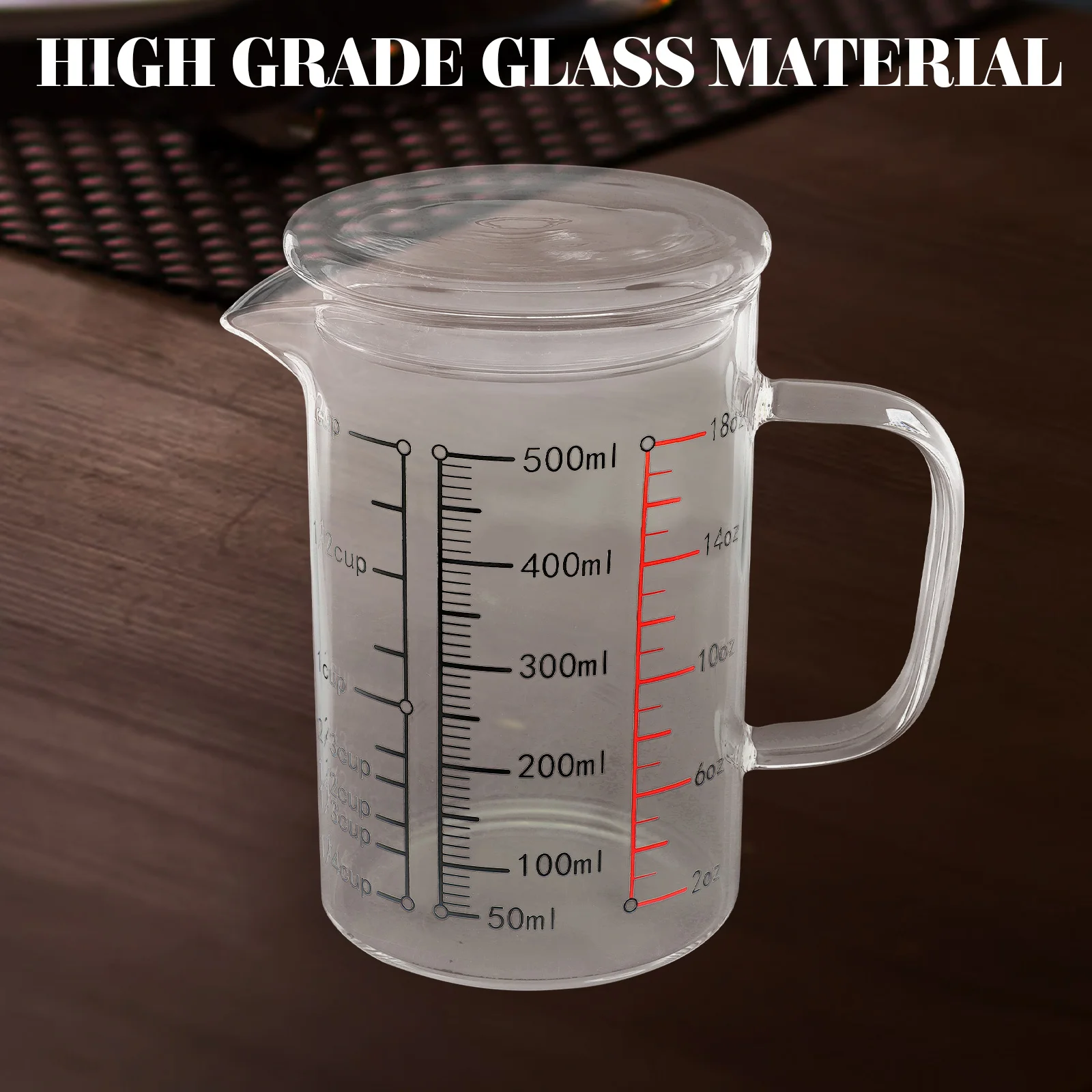 

Glass Measuring Cup Covered Milk Cup High Temperature Resistant Thickened Glass Suitable for Coffee Water Measuring Baking Milk