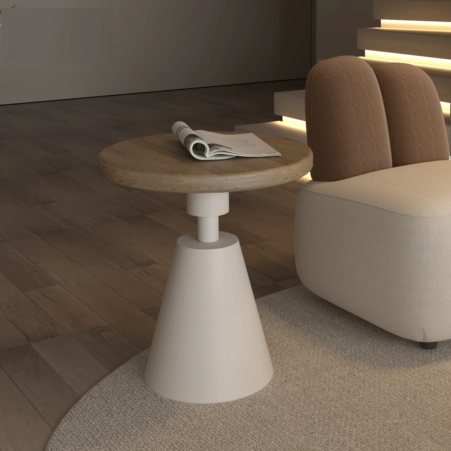 Cream Wind Sofa Side Several Hotels Milk Tea Shop Meeting Guests To Negotiate Small Round Table Solid Wood Modern Simple