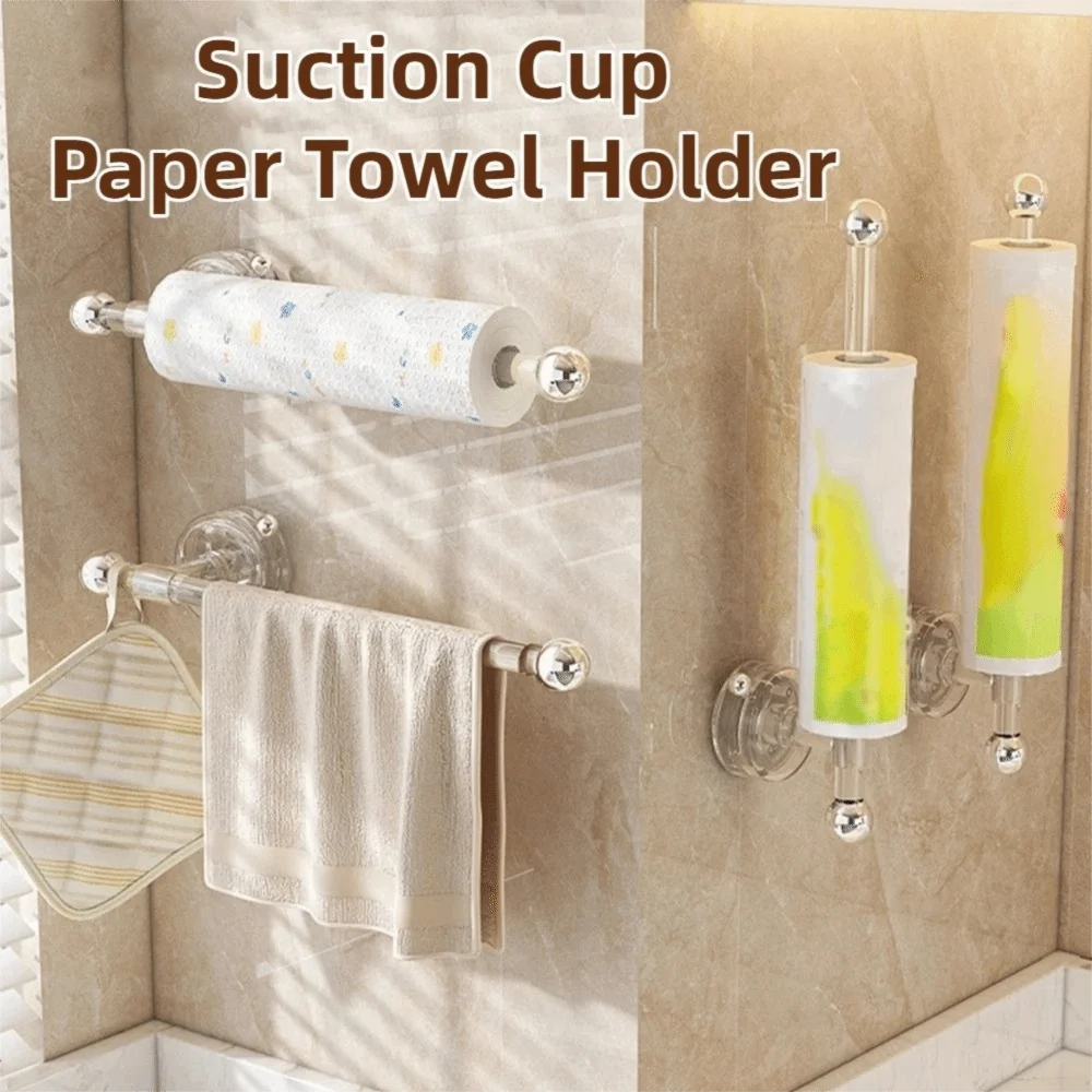 

Suction Cup Paper Towel Holder Wall-Mounted Non Perforated No Drilling Tissue Holder Waterproof Reusable