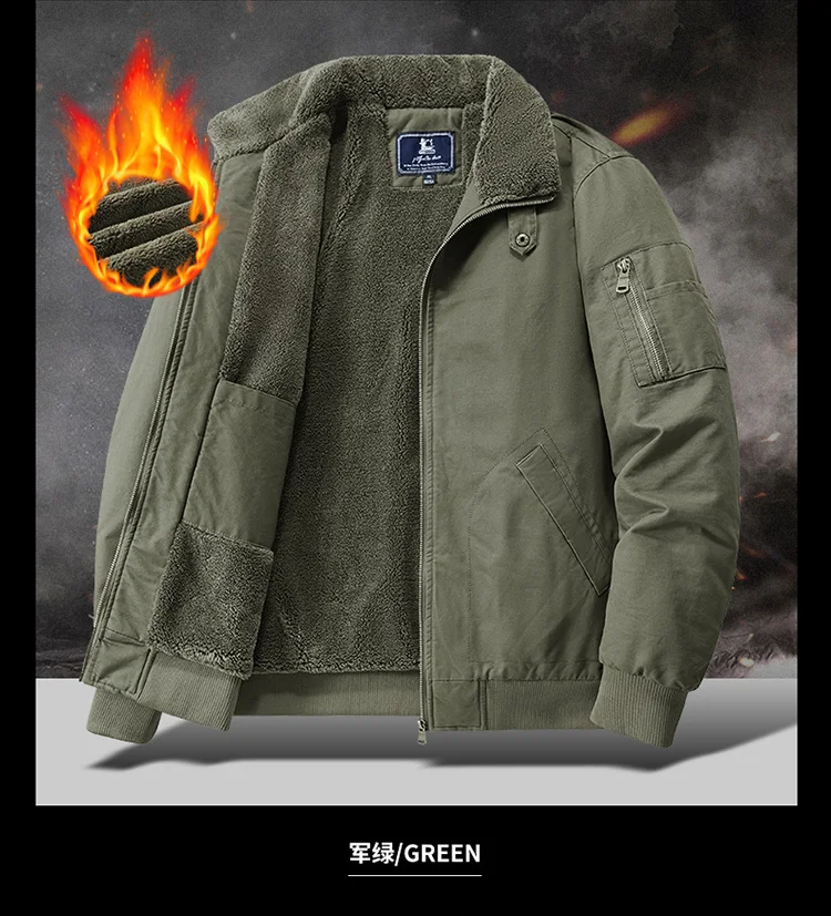 Mens New Thickened Fleece Lined Cotton Padded Jacket Winter Warm Coat For Middle Aged Elderly Men Casual Daily Thermal Male