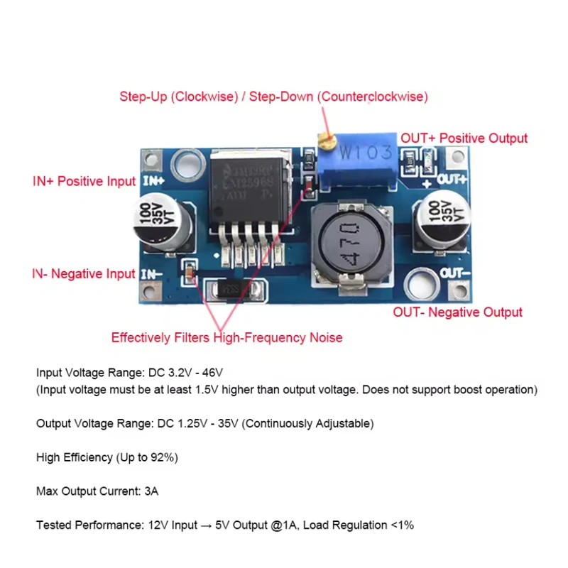 XL4015 5A Buck, LM2596S 3A Step Down, MP1584EN 3A Buck Converter, High Power DC-DC Voltage Regulator, Individual Sale