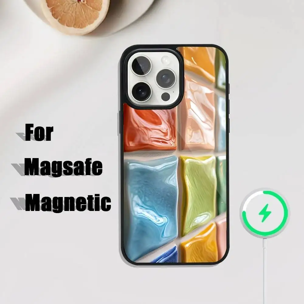 Capa de telefone com design de piscina externa vibrante iPhone 17,16,15,14,13,12,11,Pro,Max,Plus,Mini,SE4,E Carregamento sem fio magnético Magsafe