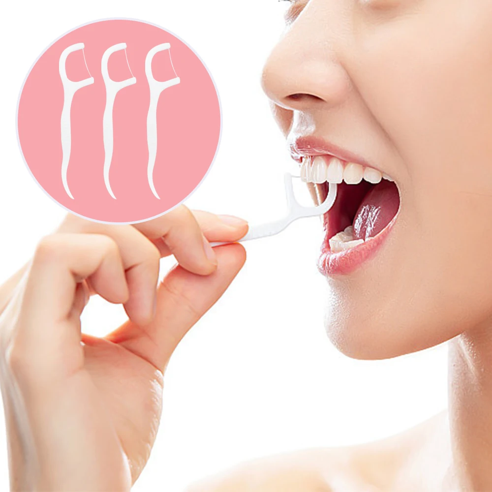 100pcs Dental Floss Picks and Plastic Toothpicks for One-time Cleaning of Dental Gaps-Oral Care For Cleaning Between Teeth