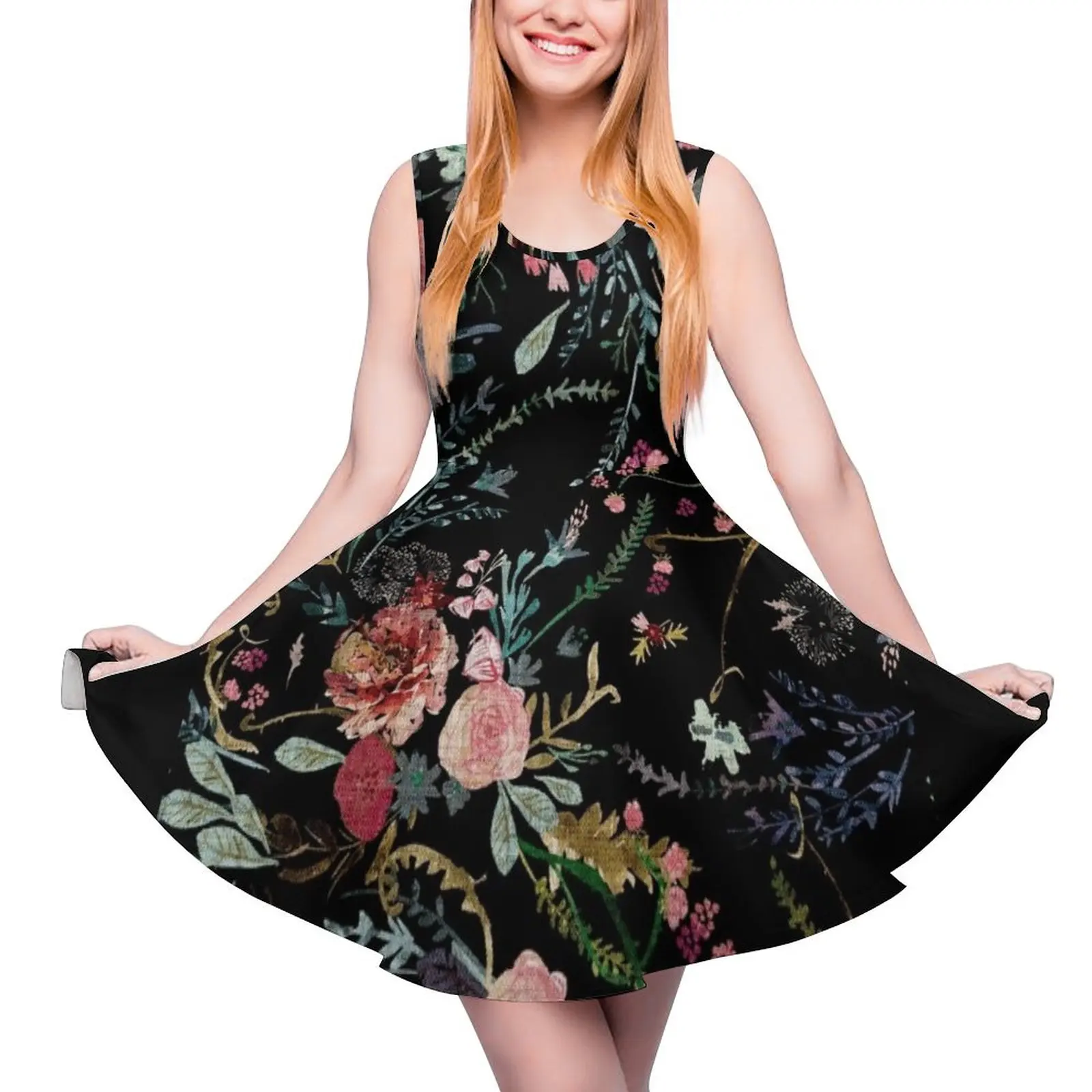 

Midnight Floral Sleeveless Dress luxury women"s party dress evening prom Dress women