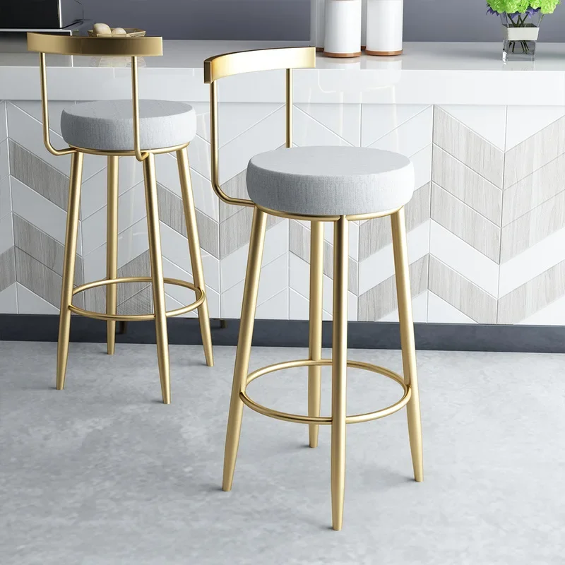 Nordic Modern Chair Minimalist Simple Golden Bar Stool Chair Backrest Stool You Bar Stools Restaurant Leisure High Chair