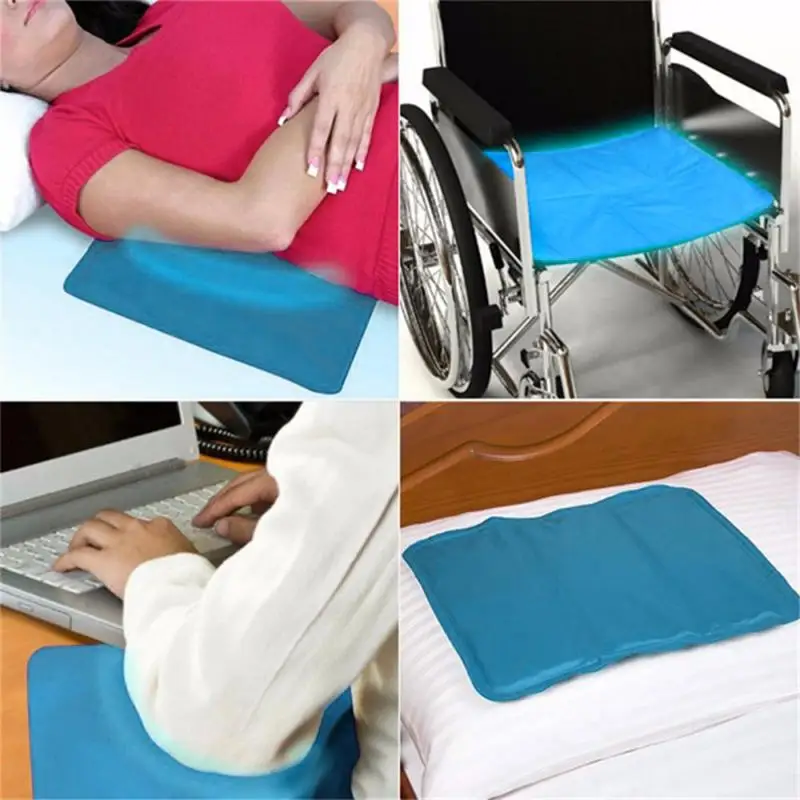 Comfortable Summer Ice Cold Pillow Cool Therapy Relax Muscle Help Sleeping Pad Mat Travel Pillows Neck Water Blue