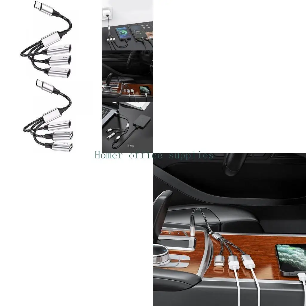 

K43B USB C Hub 5 in 1 Adapter with PD60W Fast Charge+Data Transmisson TypeC Splitter