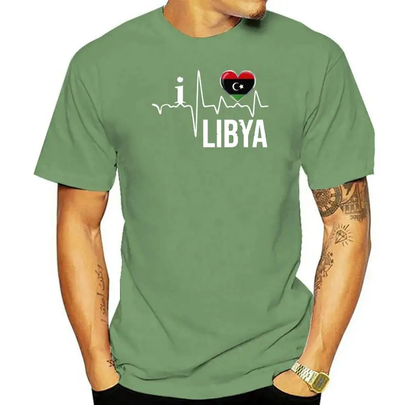 Men T Shirt I Love Libya Heartbeat Flag For Libyan P Women T-Shirt