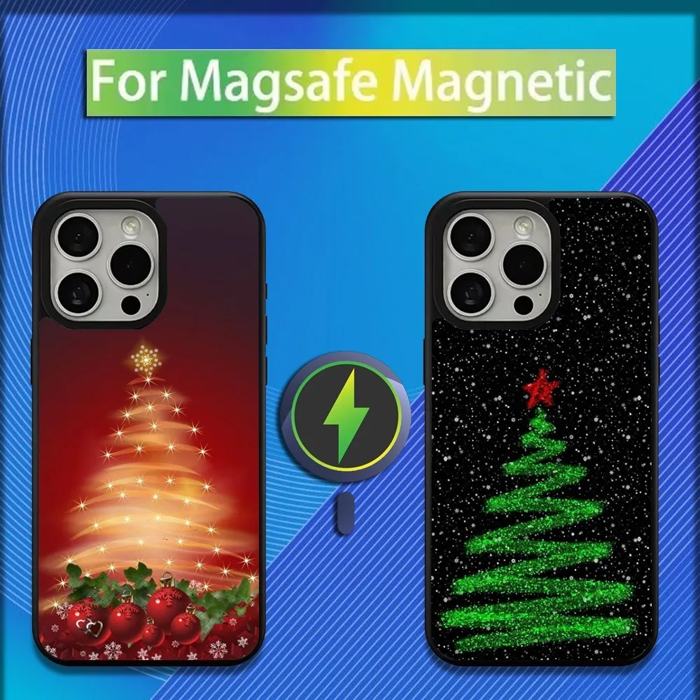 Merry Christmas Tree Phone Case For iPhone 16,15,14,13,12,11,Plus,Pro,Max,Mini Magsafe Magnetic Wireless Charging