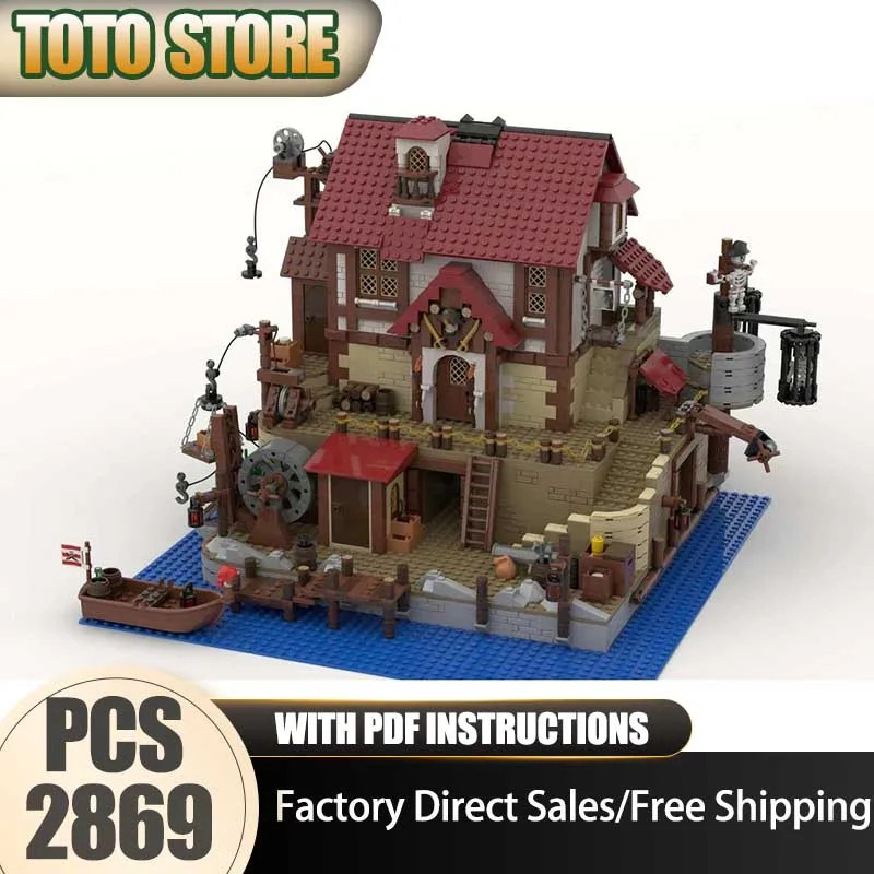 

Moc Building Bricks The Pirates Pub Building Technology Modular Pirate Fortress Model Block Christmas DIY Toy Holiday Gifts