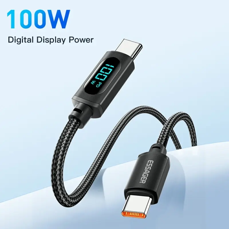 Essager Type C to Type C Cable 100W PD Fast Charging Charger USB C to USB C Display Cable For Xiaomi POCO F3 Realme Macbook iPad