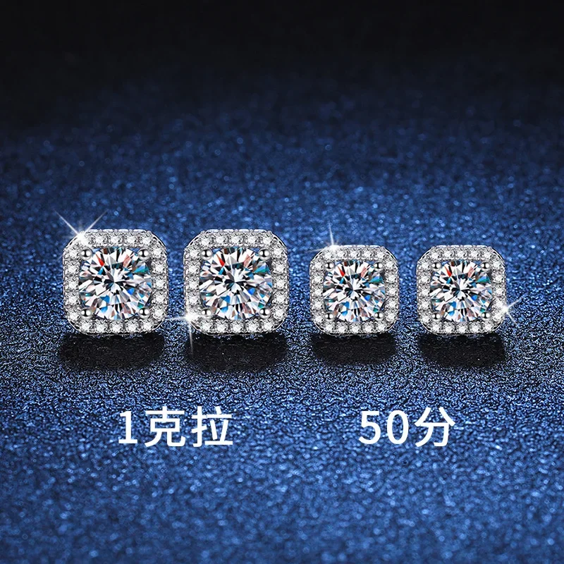 

Luxury Designer Real 1 Carat Moissanite Diamond Stud Earrings for Women S925 Sterling Silver Earring Wedding Fine Jewelry