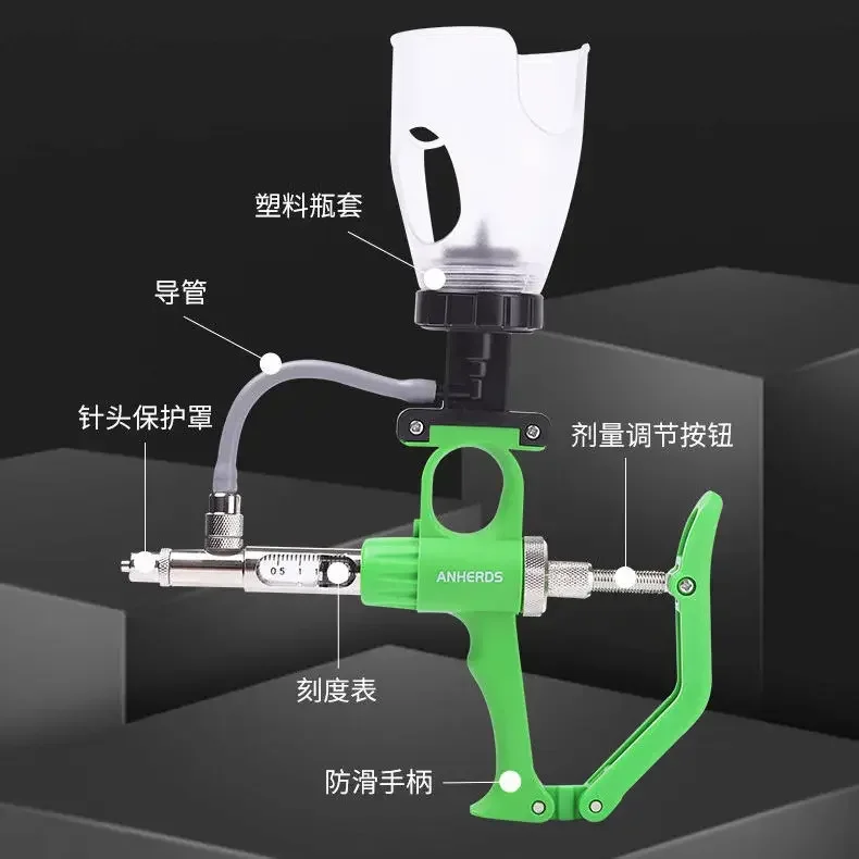 Triple use continuous syringe, animal adjustable integrated injection gun, injection syringe B