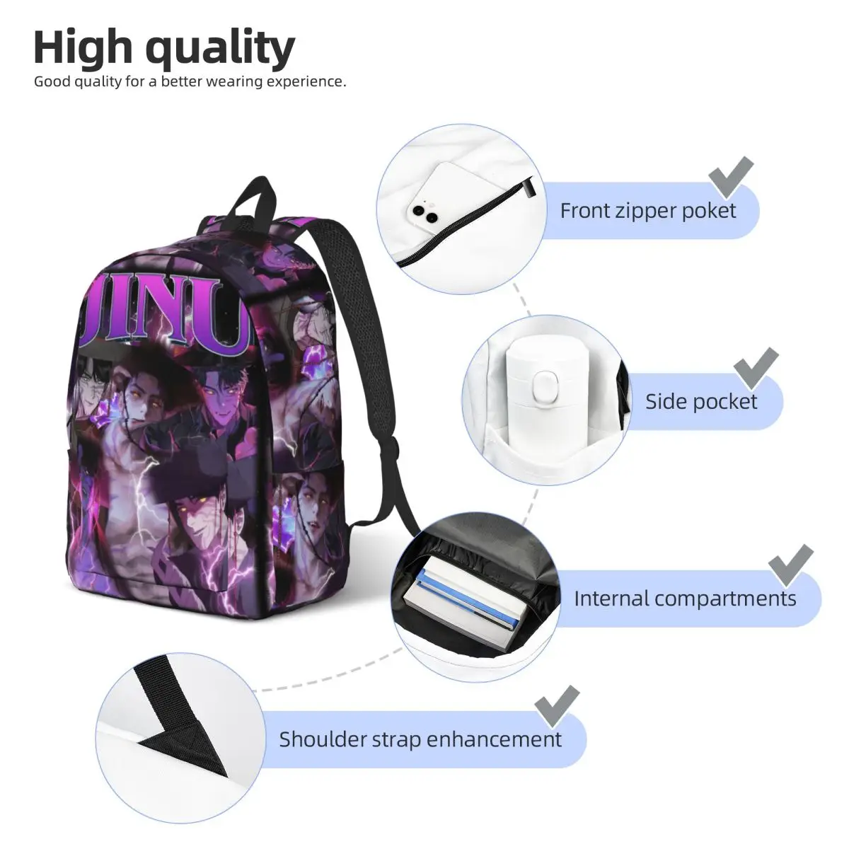 JINU Saja Boys Kpop Demon Hunters Backpack Teen Big Backpacks Polyester Funny School Bags Travel Designer Rucksack
