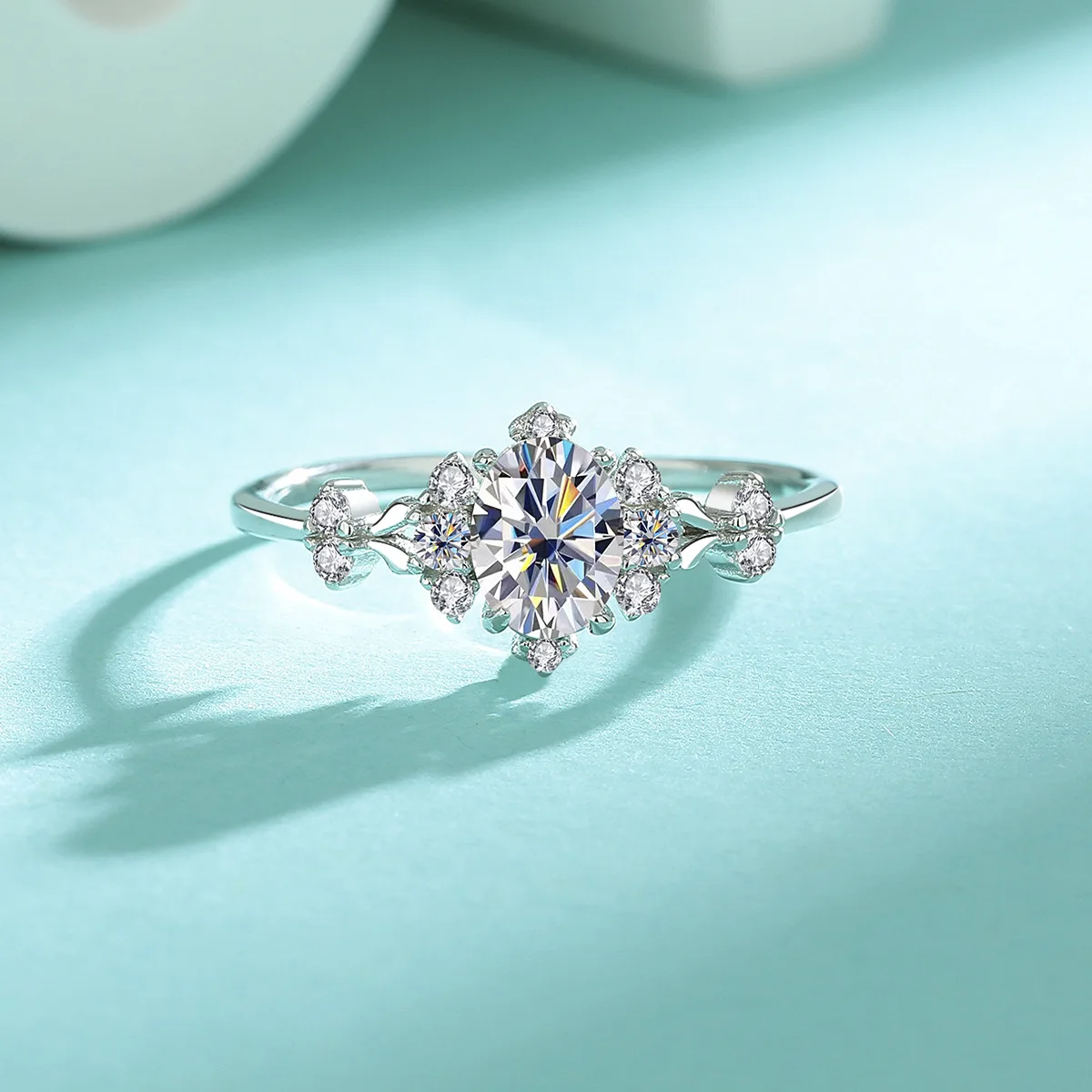 

100% Platinum Pt950 Oval Cut 1CT Moissanite Rings D VVS1 Lab Diamond Fashion Band for Women 18k White Gold Wedding Fine Jewelry