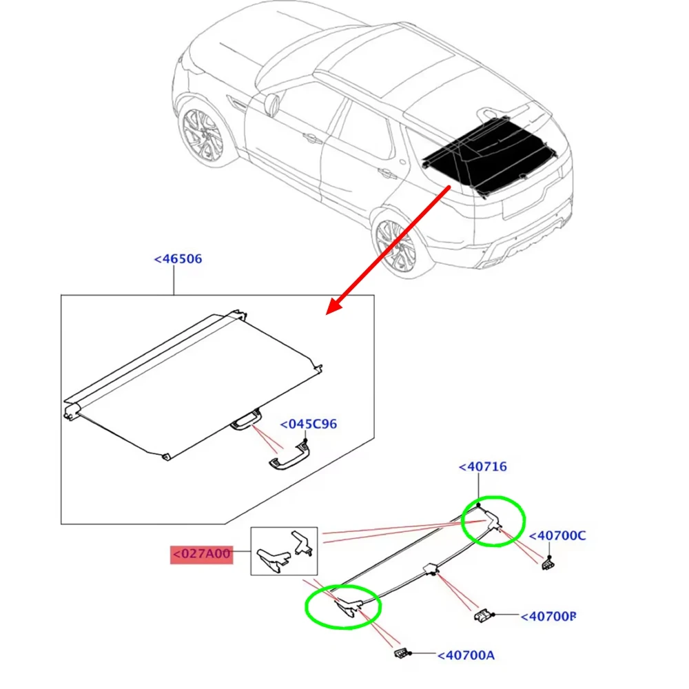 Rear Trunk Tailgate Sunshade Bracket Luggage Partitions Curtain Buckle Clip for Land Rover Discovery 5 L462 LR154794 LR113027