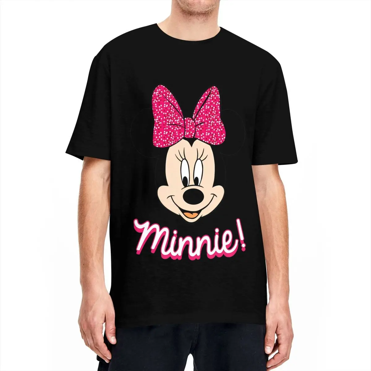 Men's Mickey Mouse Lovely Cartoon Minnie T-Shirts Animation Cotton Top Tees Short Sleeve T-Shirt O-Neck Casual Tshirt Large Size