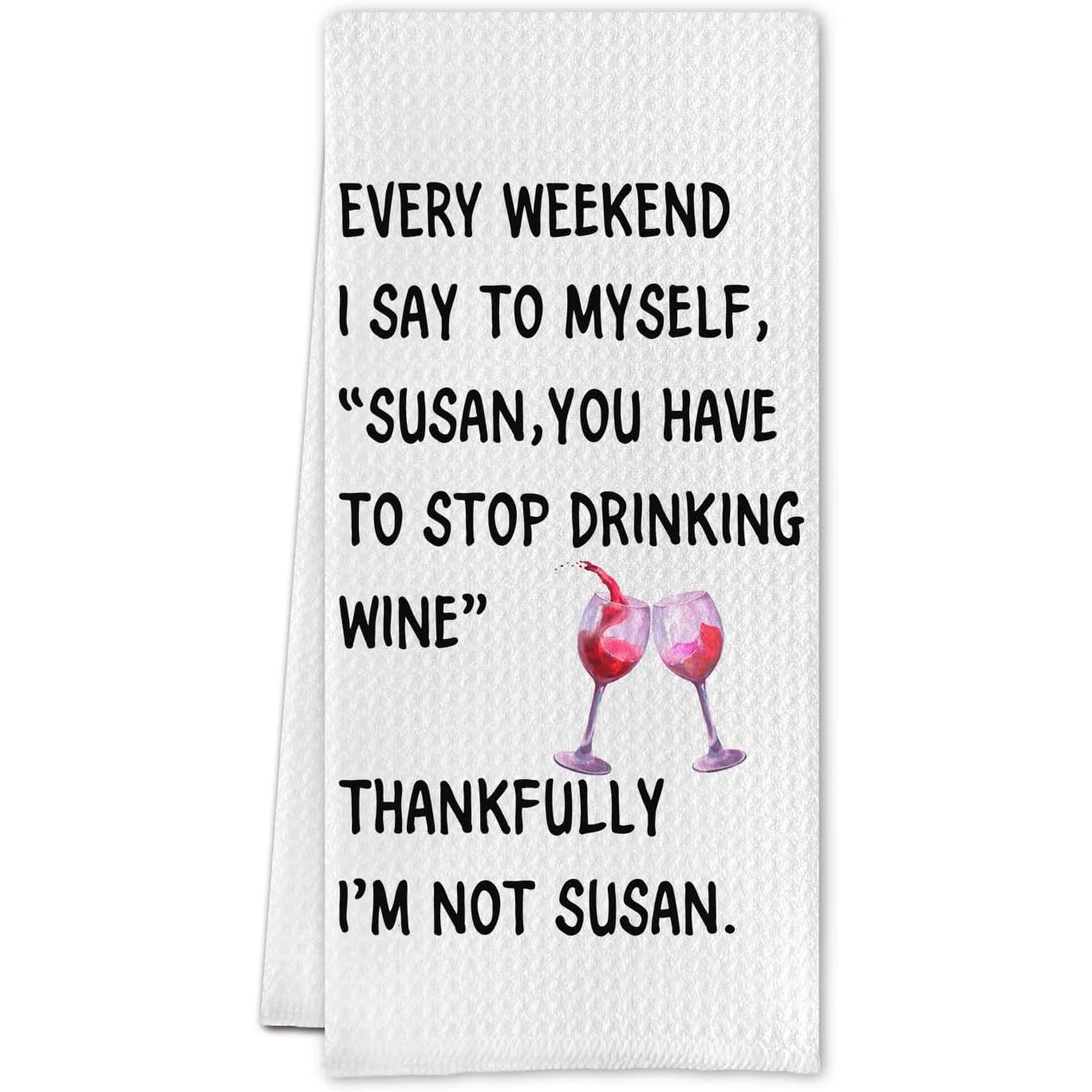 A fun wine-themed kitchen towel, for women - microfiber hand wipe, bowl towel, tea towel, with wine slogans