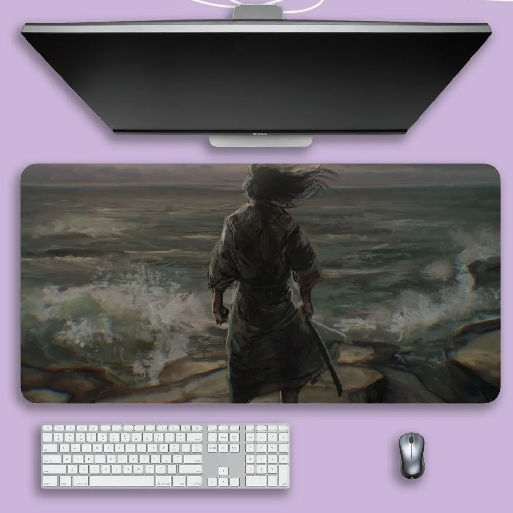 V-Vagabond Miyamoto Musashi Mouse Pad For Gamer Professional Non-Slip Mouse Mat Game Locking Edge Computer Keyboard Mat