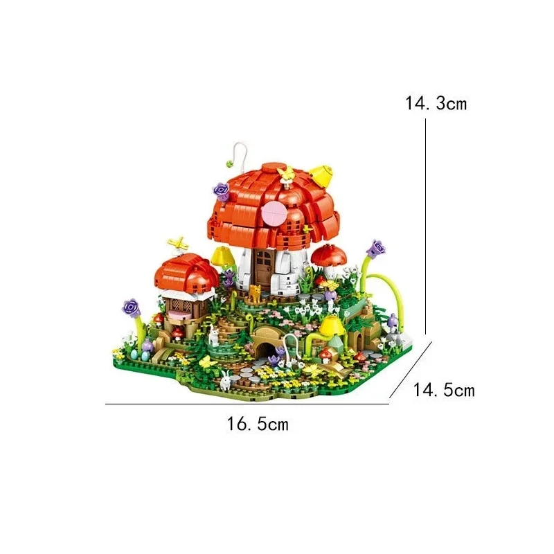 Idea Fungo Casa Micro Diamond Block Veicolo Costruzione Edificio Mattoni Fiaba Modello mondiale Collezione di giocattoli con luce