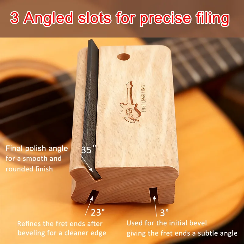 Guitar Fret End Beveling File 3/23/35 Degree 3-in-1 Guitar Bass Fret End Dress Crowning End Bevel File Luthier Tools for Shaping