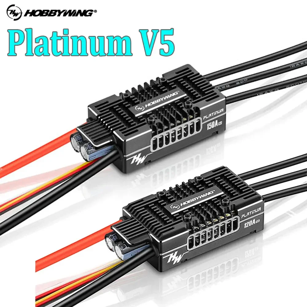 

Hobbywing Platinum V5 80A 120A 150A 3-8S Brushless ESC Electric Speed Control Switchable BEC Output For RC Helicopter Fixed-Wing