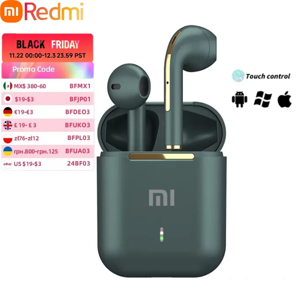 Xiaomi Redmi J18 Беспроводные наушники-вкладыши Hi-Fi стерео водонепроницаемые для спорта Удобный длительный срок службы батареи Идеально подходит с микрофоном