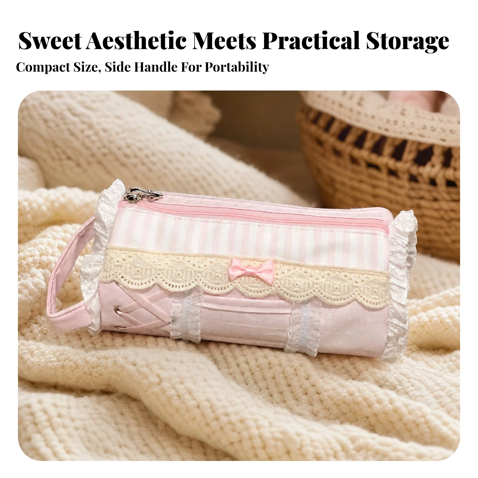 Cloth Pencil Case Kawaii Rectangular Soft Pencil Case Pen Organizer Aesthetic Easy to Clean for School, Study
