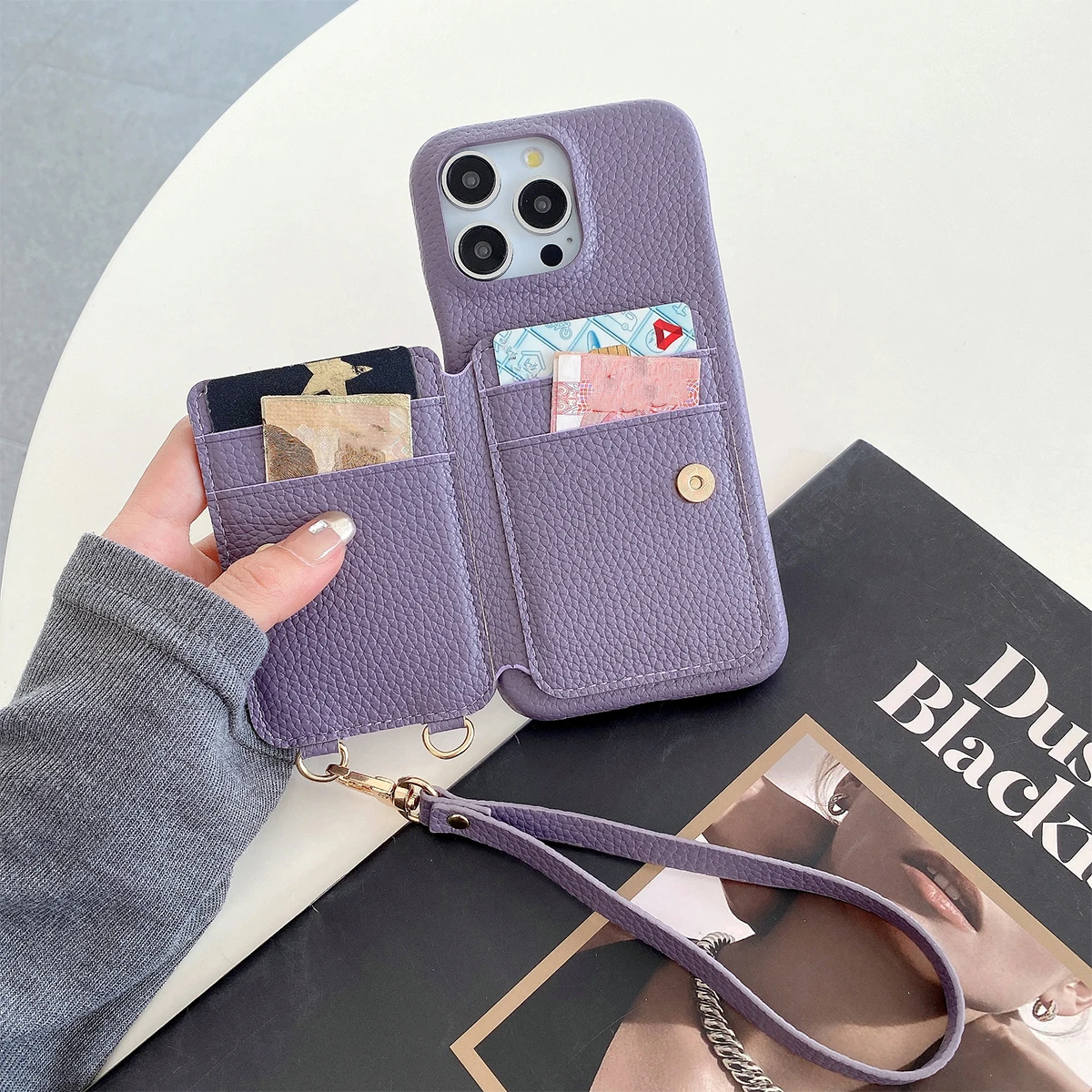 

Luxury Flip Card Package Ring PU Leather Wallet Case For iPhone 15 Pro Max14 Plus 13 12 11 Stand Cover Shell