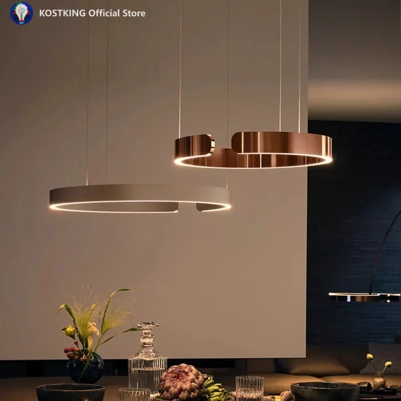 

Smart dimming remoto control Circle Rings Chandelier pendant Light for Living dining Room bedroom Decor left Suspension light