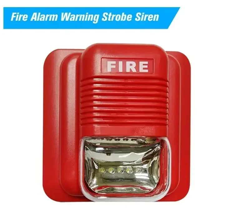 Fire Alarm Warning DC 12V Strobe Siren Horn Sound & Strobe Alert Security System for Home Office Hotel Restaurant