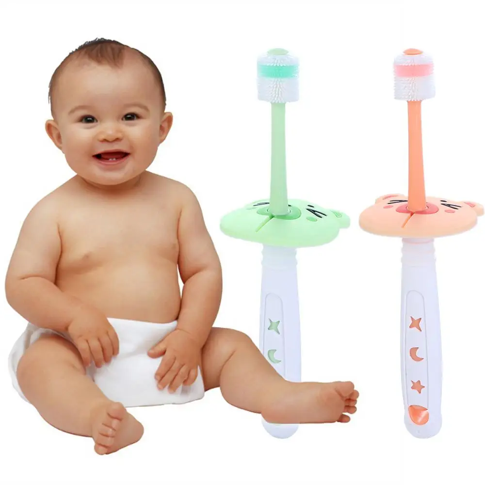 

Handle Deep Cleaning Nano Bristle Oral Care Brush 360 Degree Silicone Toothbrush Baby Training Teeth Brushes Kids Teeth Care