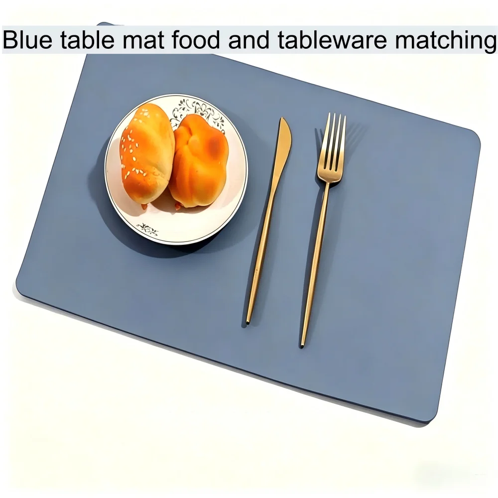Teardrop Solid Color Placemats Nordic Style Faux PU Waterproof Oil-Proof Heat Resistant Mats for Home Hotel Dining Table