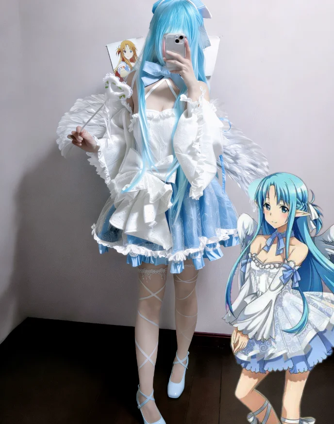 Yūki Asuna Anime Sword Art Online Cosplay Yuuki Asuna SAO Fairy Dance Costume Halloween Carnival Girl Sweet Lolita Dress Uniform