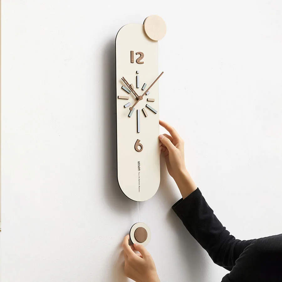 Hands Home Wall Clock Decoration Gift Wood Unique Round Living Room Wall Clock Pieces Number Modern White Wandklok Wall Decor