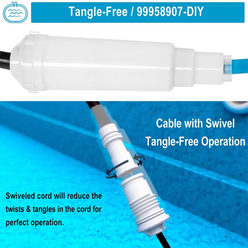 99958907- (18M/60FT) 2-Wire Cable with Swivel for Dolphin Pool Cleaners Active 20, Advantage Ultra, S200,Explorer E30,T35