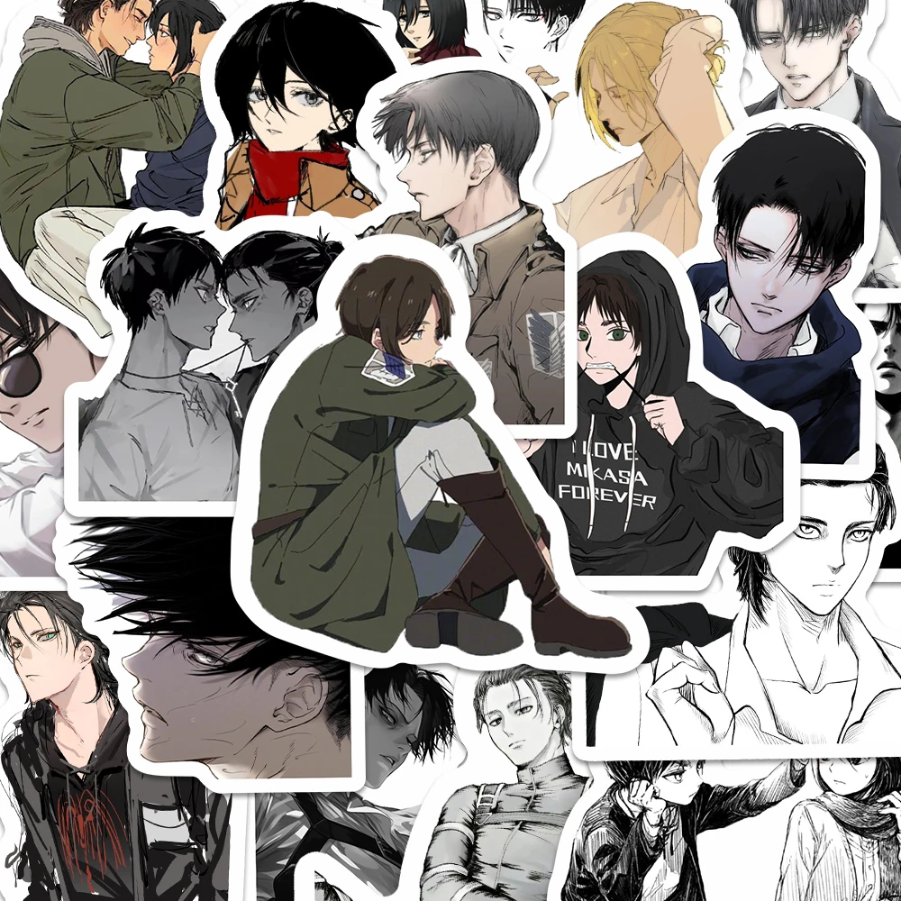 53pcs Anime Attack On Titan  Eren Jaeger Mikasa·Ackerman DIY Decoration Waterproof Cup Sticker Cell Phone Tablet  Stickers