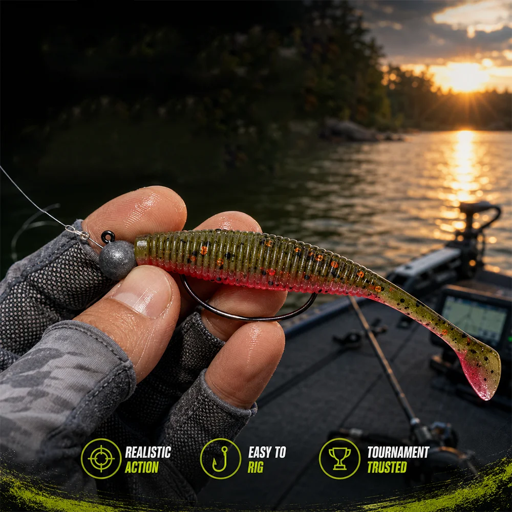 ZUKIBO 10pcs High Salt Soft Worm Bait 3.5in Ribbed Finesse Lure for Bass Weightless Texas Rig Sinking Fishing Lures view 4