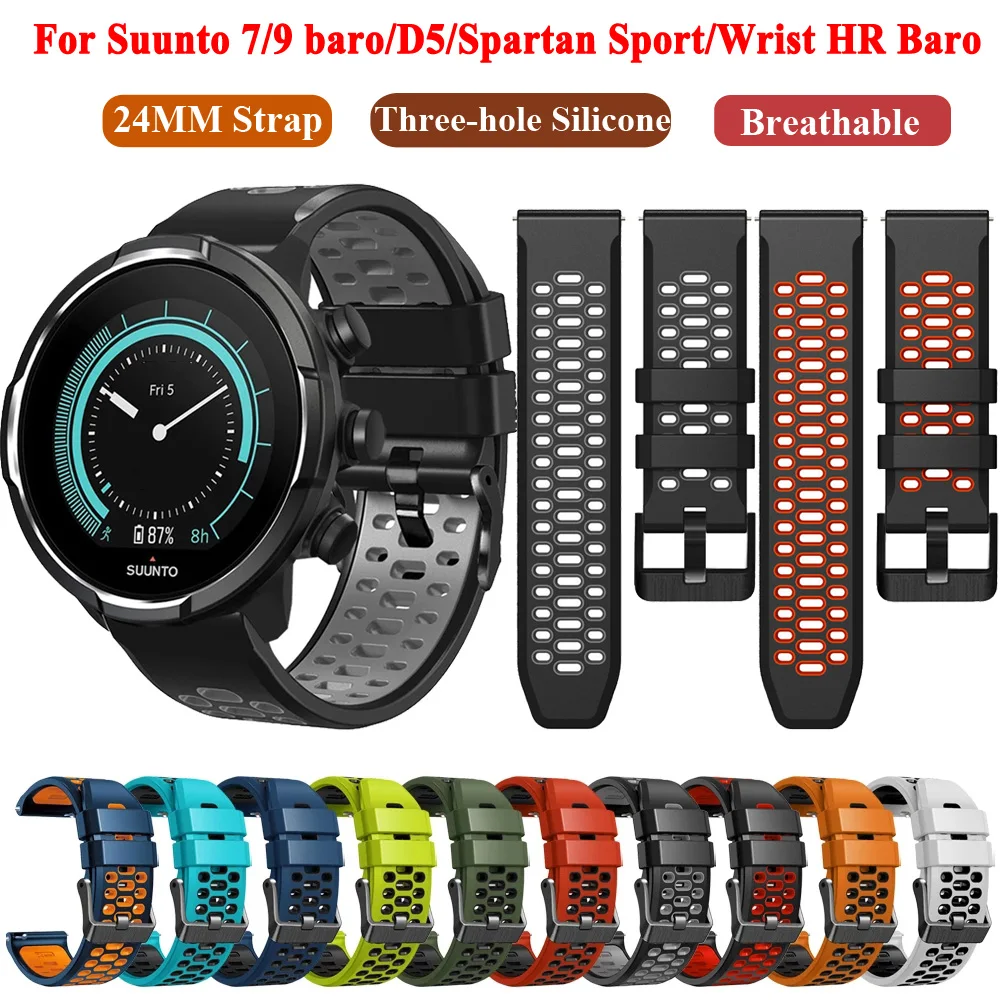 24mmSilicone Smart Watch Band Strap For Suunto 9/7/D5/Spartan Wrist HR Sport Accessories Watchband Bracelet Suunto 9 Baro Correa