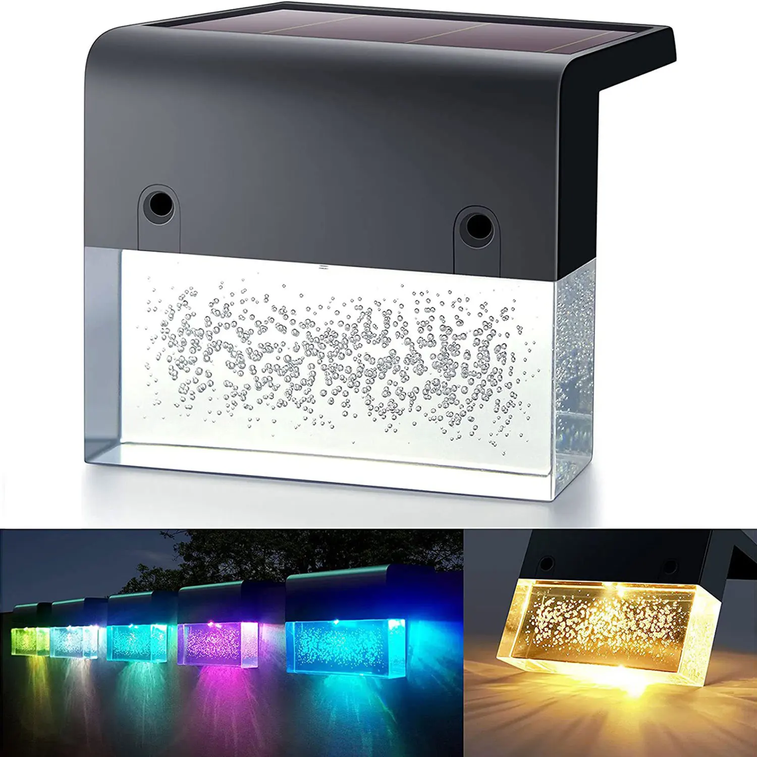 

Фонари на солнечной батарее для забора, уличные водонепроницаемые цветные светящиеся и теплые белые акриловые светодиодные лампы с питанием от колоды, столба, крышки, патио, двора, декоративные светильники